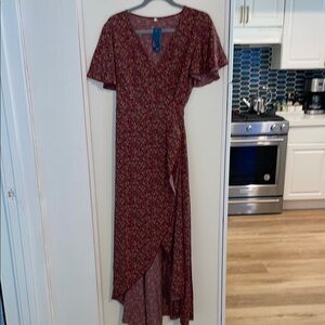 NWT Floral Wrap Dress in Brick Red